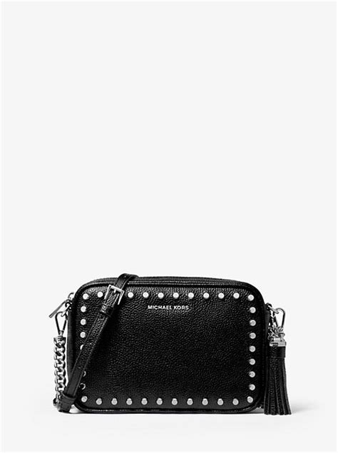 Ginny Medium Studded Pebbled Leather Crossbody Bag